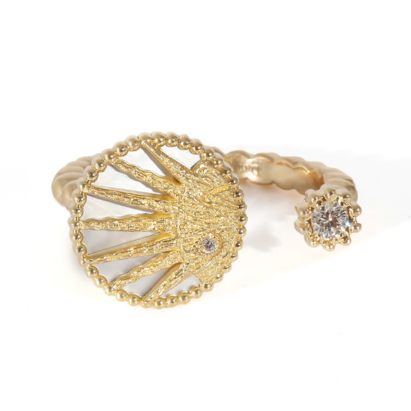 Dior Rose Céleste Mother-of-pearl & Diamond Open Ring 18K Yellow Gold 0.06 CTW - Picture 1 of 5
